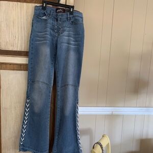 Chic Blue Flare Jeans with Side Detailing